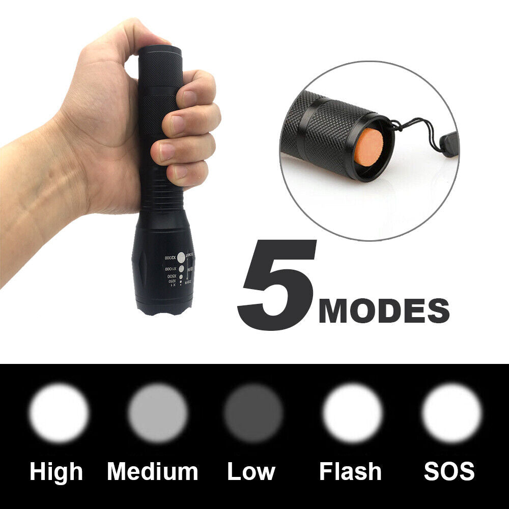 X800 G700 5000LM CREE LED Military Grade Zoom Rechargeable Flashlight Torch