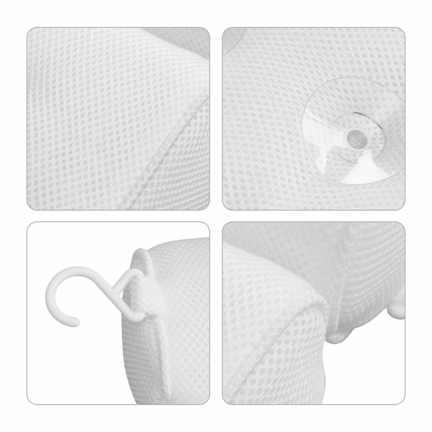 3D Mesh Bath Pillow Spa Breathable Bathtub Cushion Neck Back Support Tub Suction