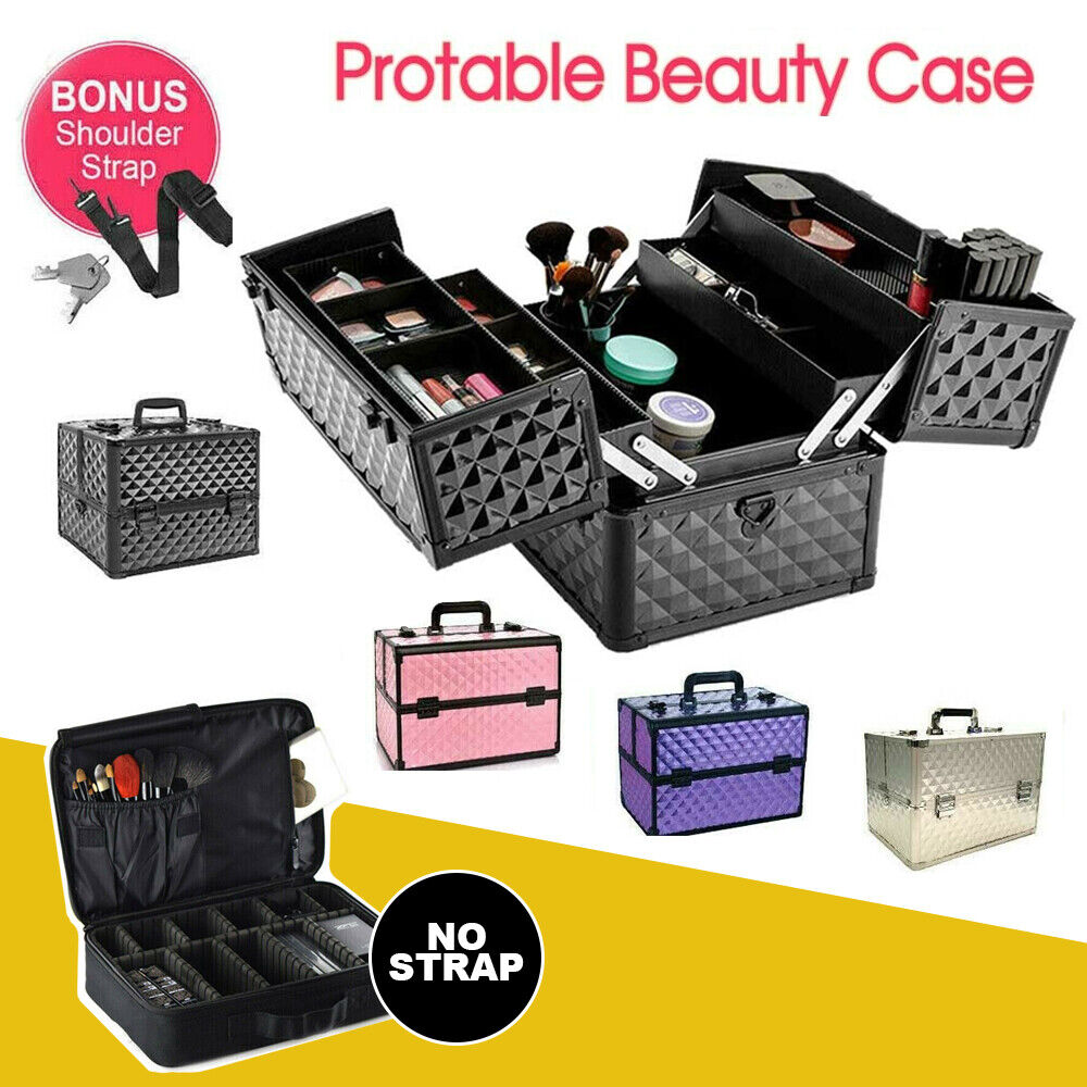 Portable Cosmetic Beauty Makeup Case Carry Bag Organiser Box Diamond AU Stock