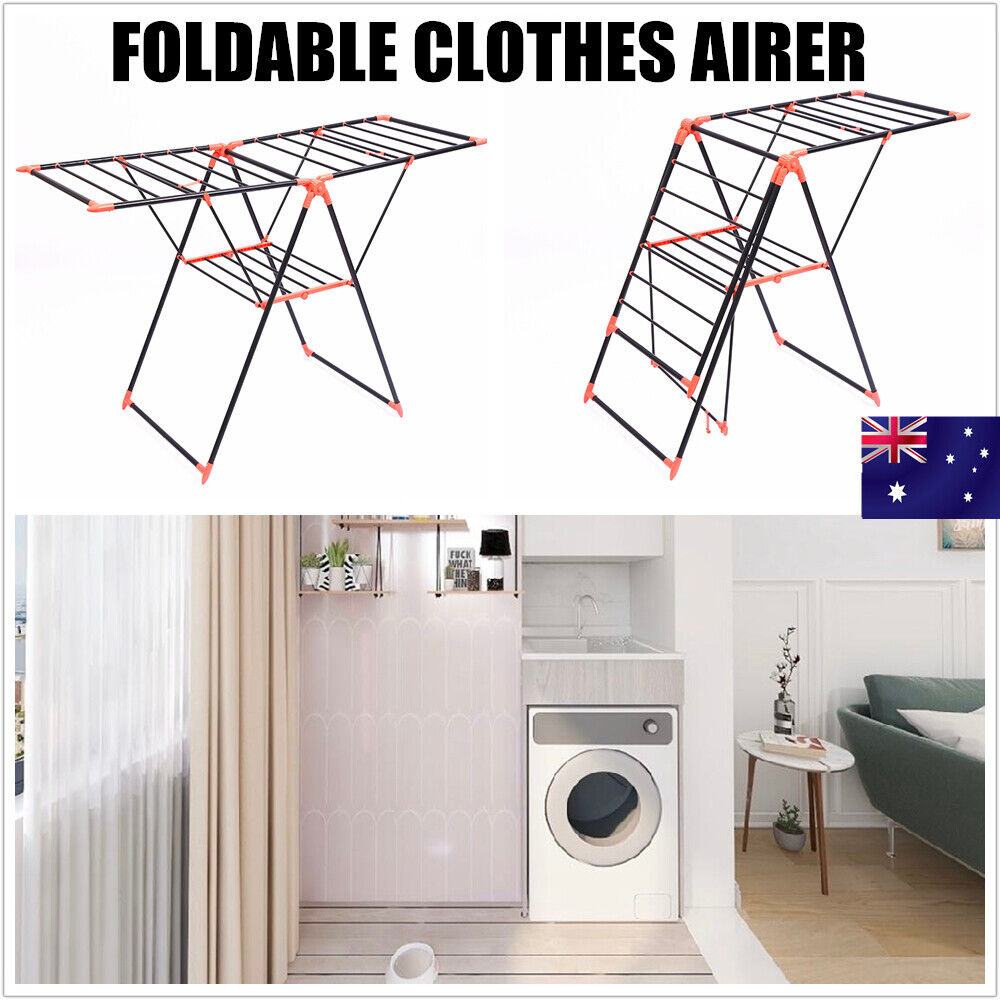 Folding Clothes Airer Laundry Dryer Gullwing Drying Shoes Rack Indoor Outdoor AU