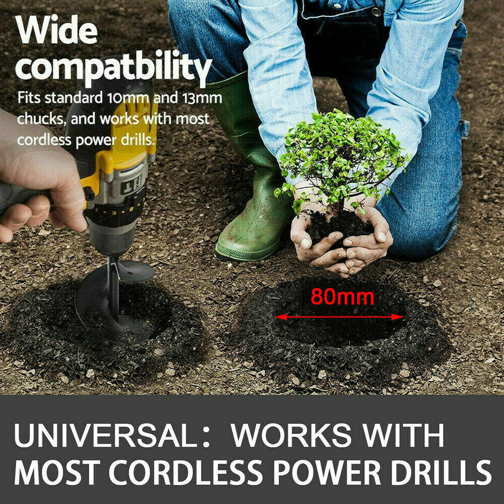 Power Garden Auger Earth Drill Bit ¦µ80 x300/600mm Post Digger Planter Outdoor