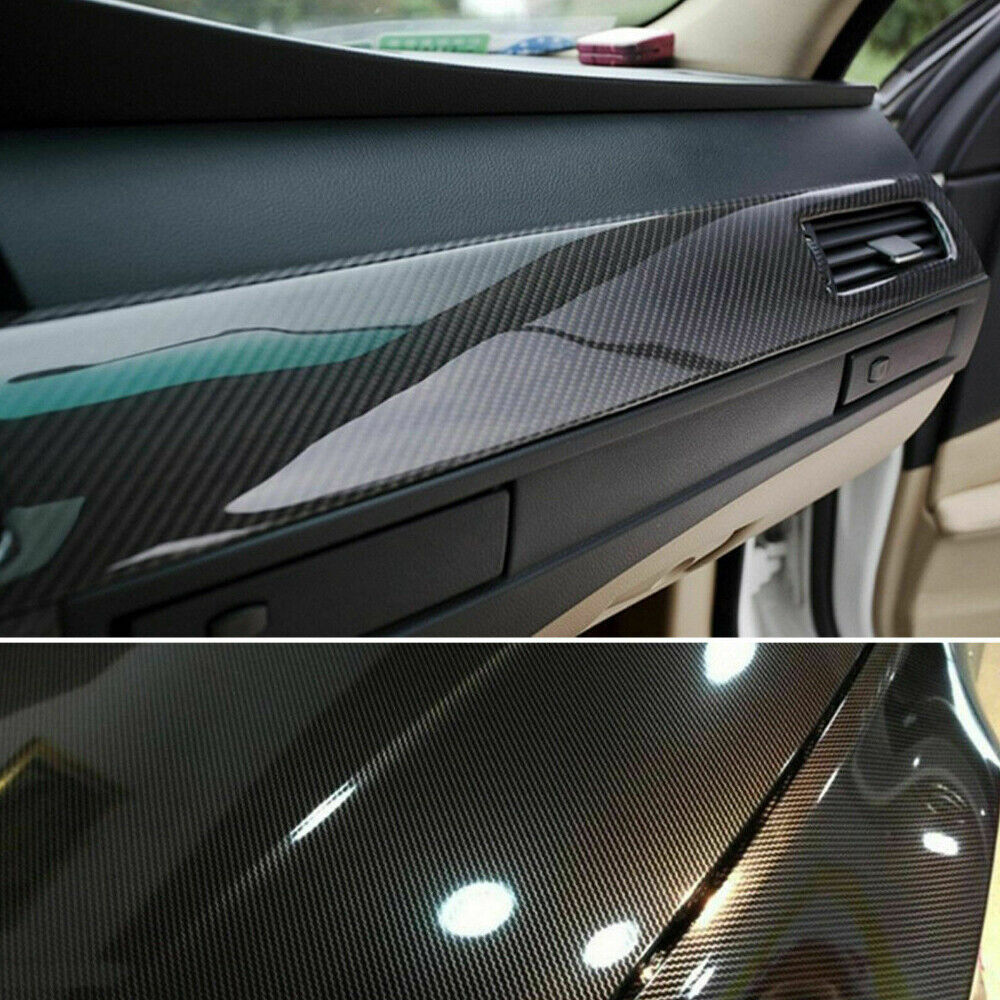 Gloss Black 4D 6D Carbon Fiber Vinyl Car Phone Laptop Wrap Sticker Film