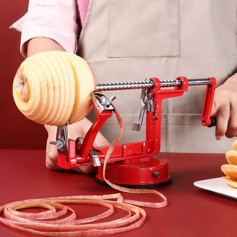 Kitchen Tool Apple Peeler Slinky Machine Fruit Cutter Slicer Corer 3 in 1 Red