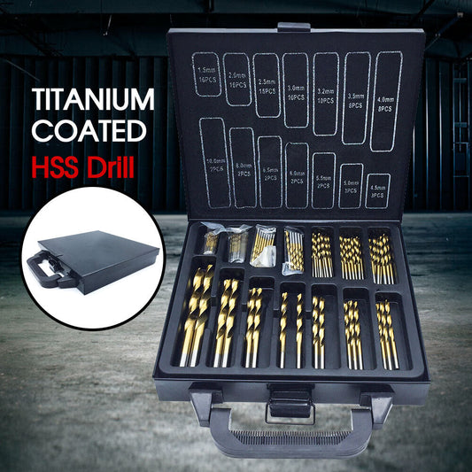 99PCS HSS Metric 1.5-10mm Titanium Coated Drill Bit Set Metal Wood Plastic New