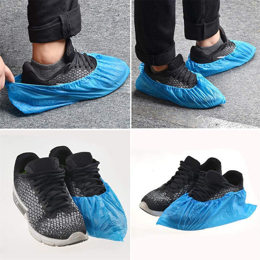 100PCS Disposable Plastic Shoe Covers Rain Overshoes Protector Waterproof Pack
