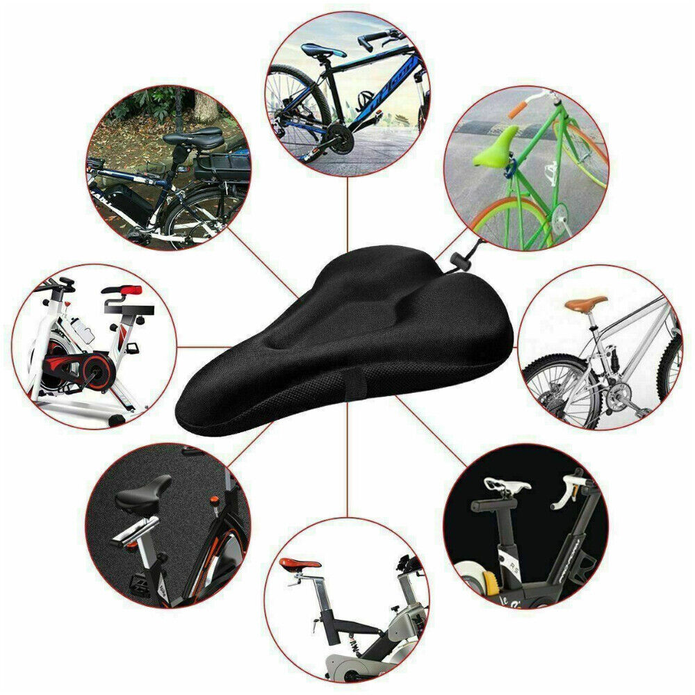 3D Bike Seat Cover Silicone Thick Comfort Gel Cycling Bicycle Saddle Cushion Pad