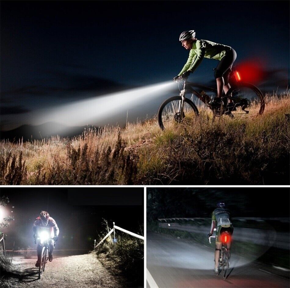 Bike Front Rear Light USB Rechargable Lamp Flashlight Bicycle LED AU