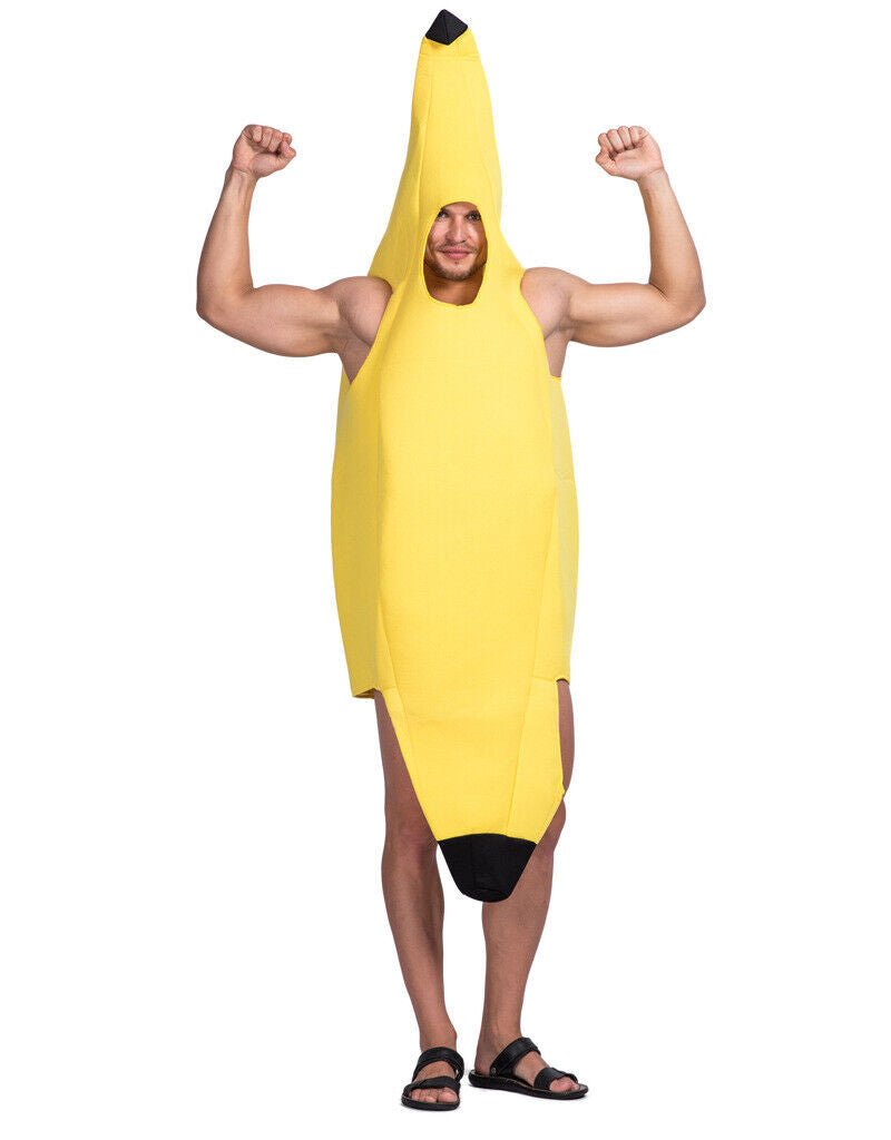 Adult Banana Body Suit Costume Unisex Outfit One Size Fits Halloween Fancy Dress