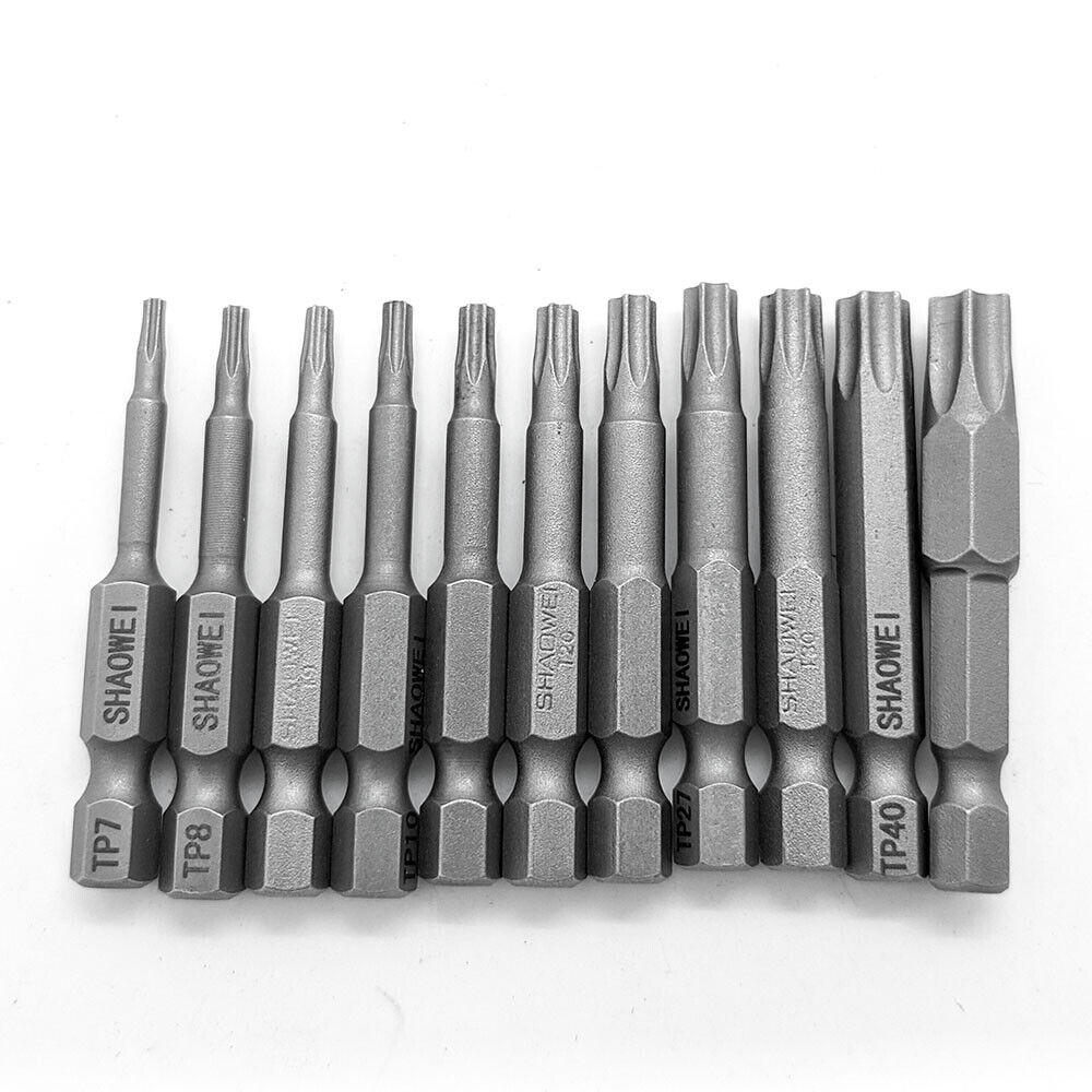 Torx Head Screw Driver Bit Set 11pc Hex Long Shank Impact Power Tamper Proof