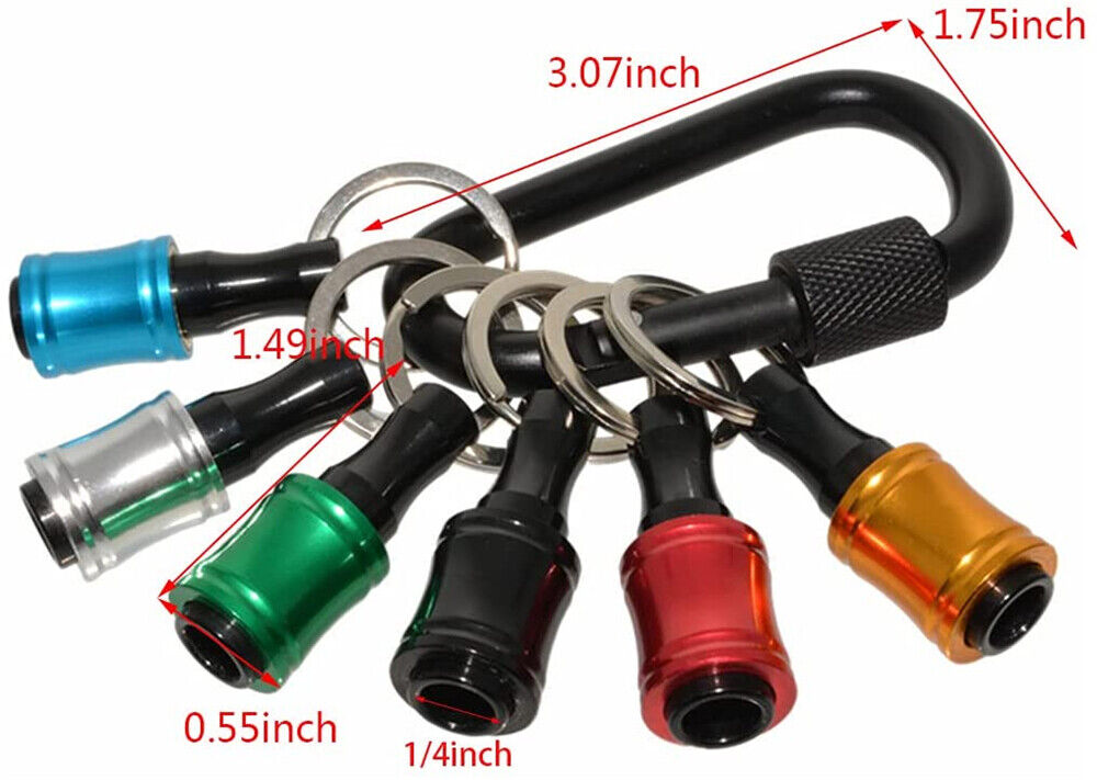 7Pcs Hex Shank Screwdriver Bits Socket Holder Extension Bar Keychain Keyrings AU