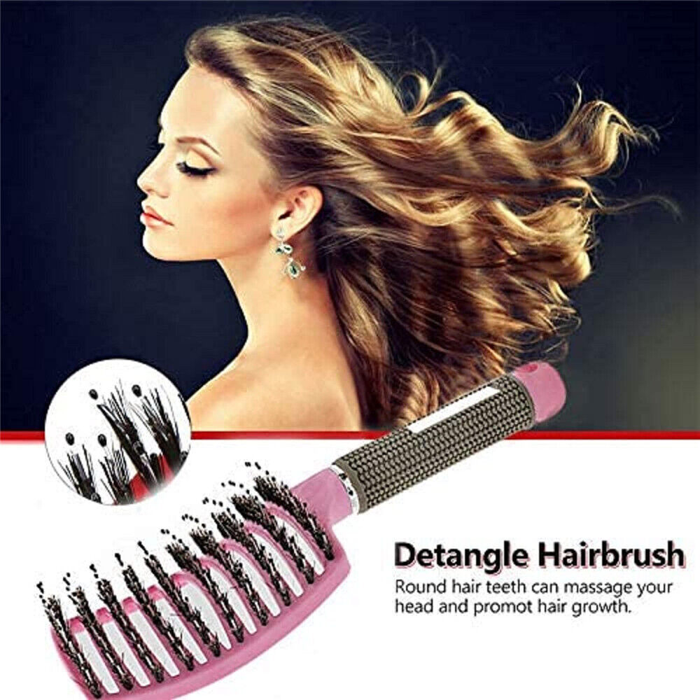 Women Detangling Nylon Bristle Brush Detangle Hairbrush Head Scalp Massage Comb