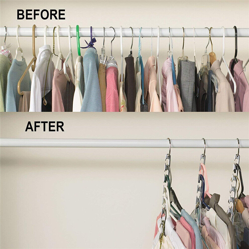 Space Saver Clothes Coat Pant Magic Hanger Metal Hooks Closet Organizer Storage