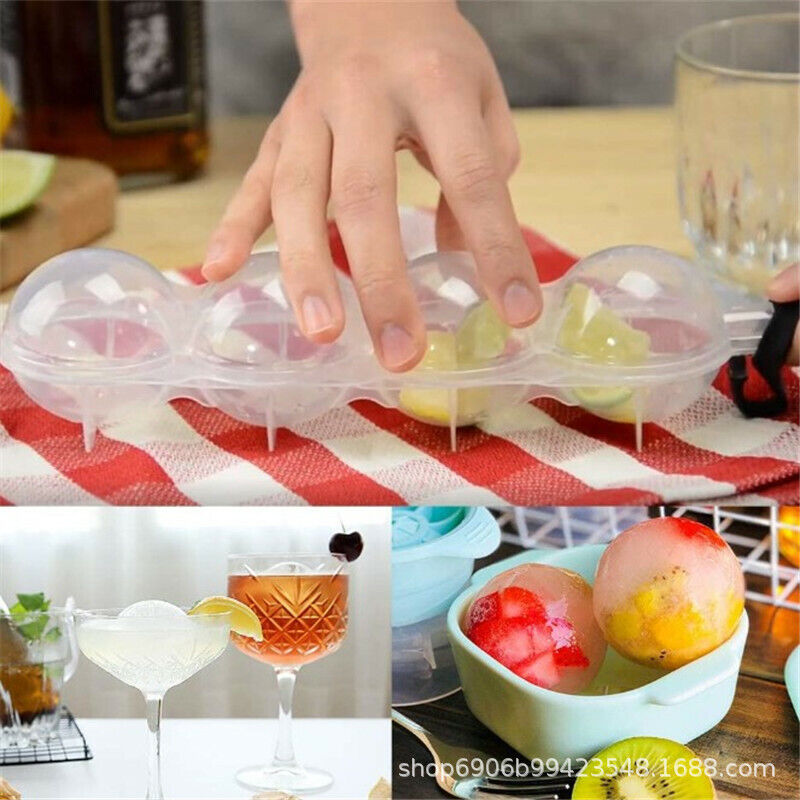 4 Hole Ice Ball Modle Maker For Whiskey Cocktail FruitPopsicles IcedTea Reusable