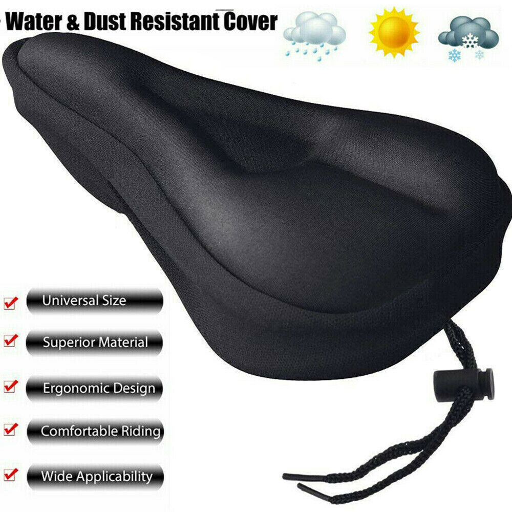 3D Bike Seat Cover Silicone Thick Comfort Gel Cycling Bicycle Saddle Cushion Pad