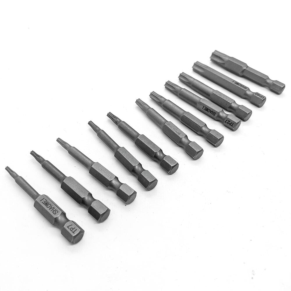 Torx Head Screw Driver Bit Set 11pc Hex Long Shank Impact Power Tamper Proof