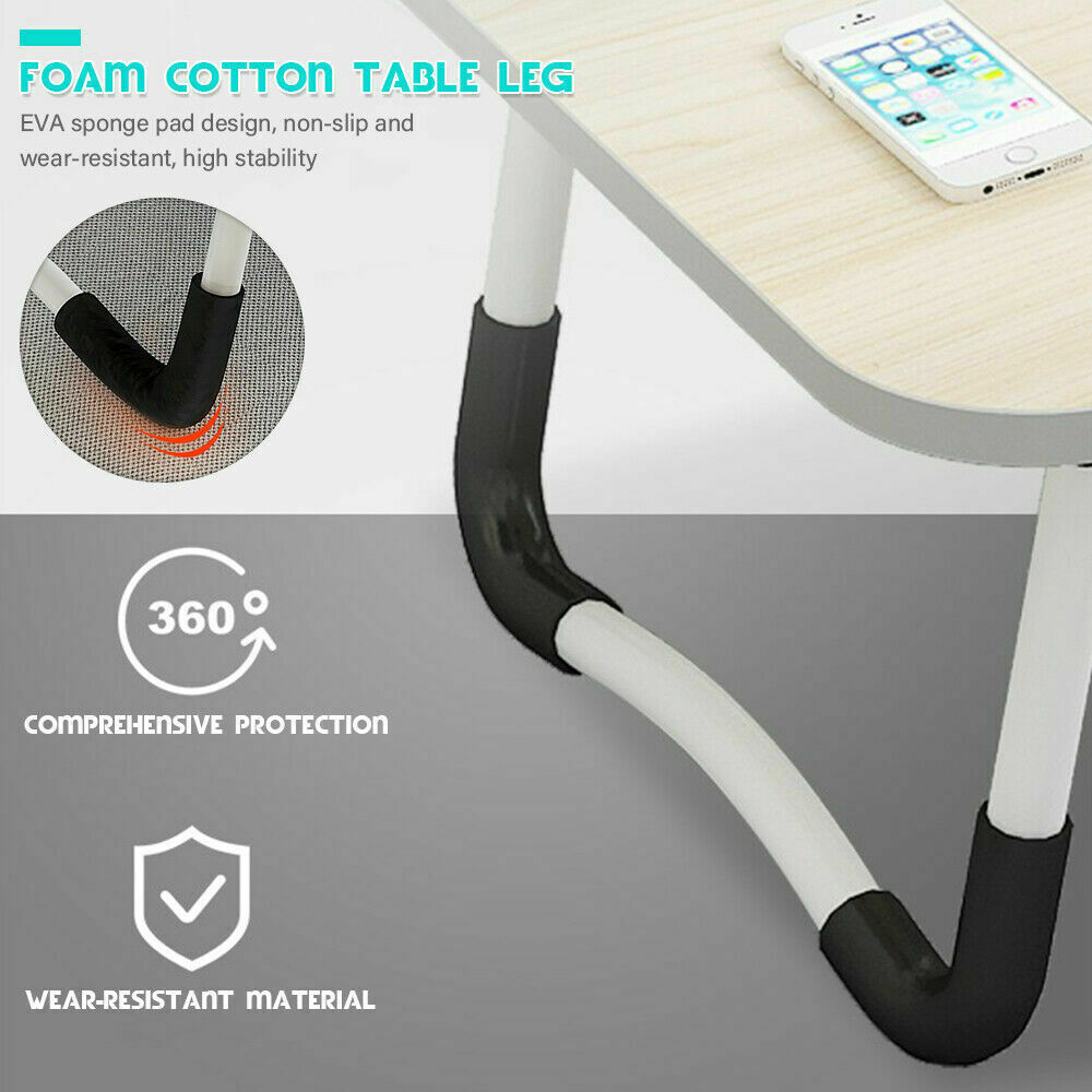 Laptop Stand Table Foldable Desk Computer Study Bed Adjustable Portable Cup Slot