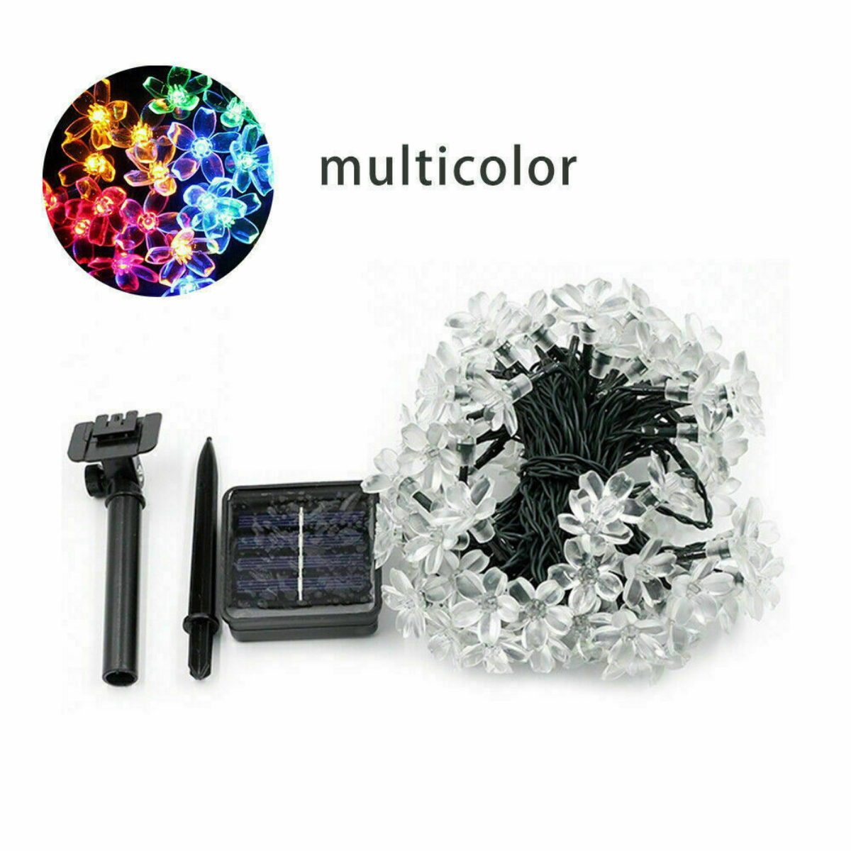 Waterproof 7M 50LED Solar Cherry Flower String Fairy Lights Outdoor Garden Party