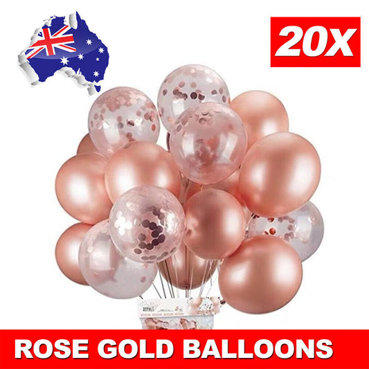 AU 20pcs Rose Gold Confetti Balloons For Birthday Marriage Party Decoration GIFT