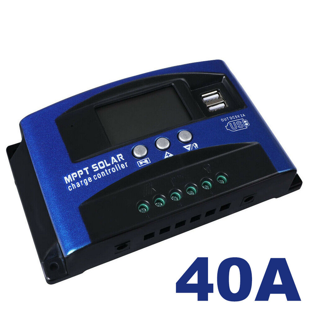 30/40/50/100A Solar Panel Charge Controller 12V 24V Regulator Auto Dual USB Mppt