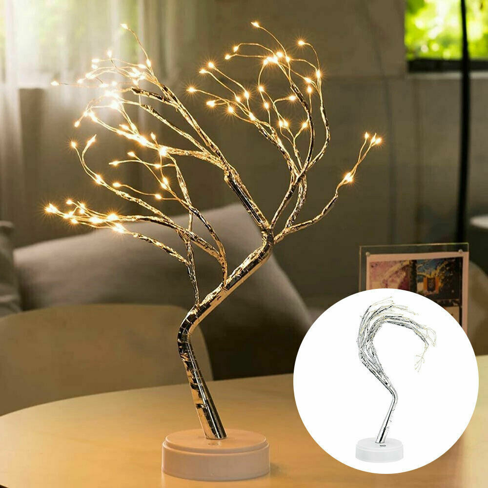 Light Tree Table Desk Lamp LED Night Gold Branch Battery USB Wedding Party Decor