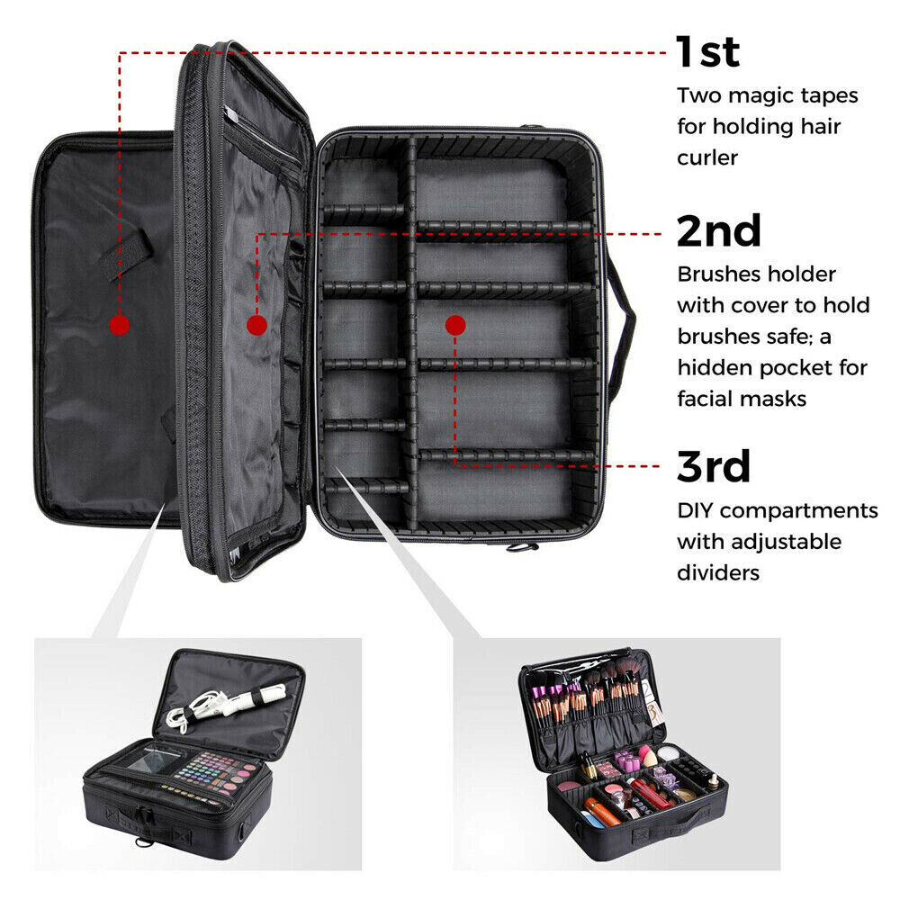 Professional Makeup Bag Portable Cosmetic Brush Organize Case Storage Box Travel