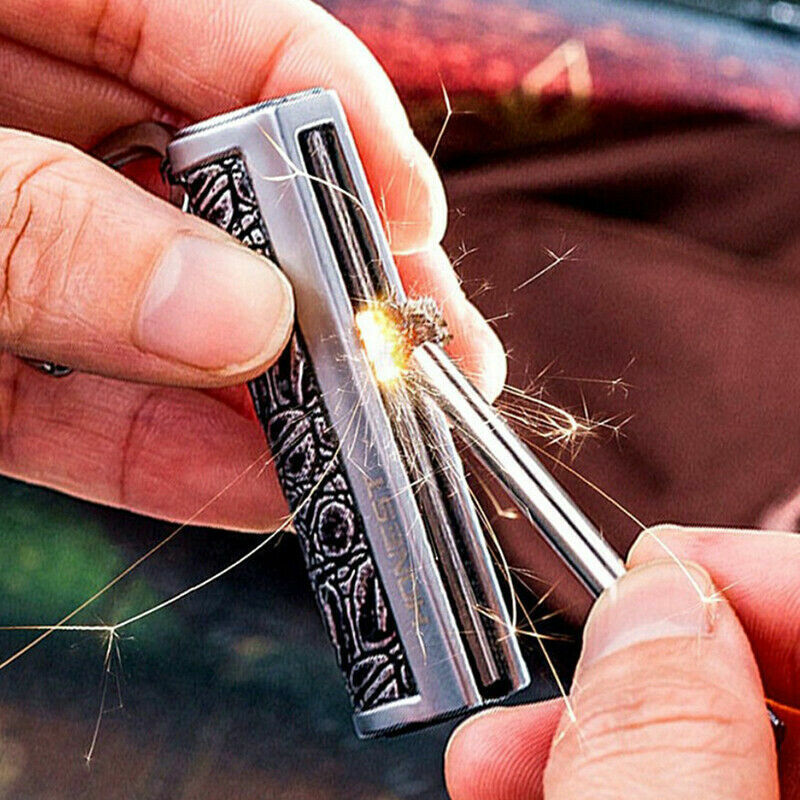 Fire Starter Lighter Waterproof Flint Match Metal Keychain Camping Survival BDA