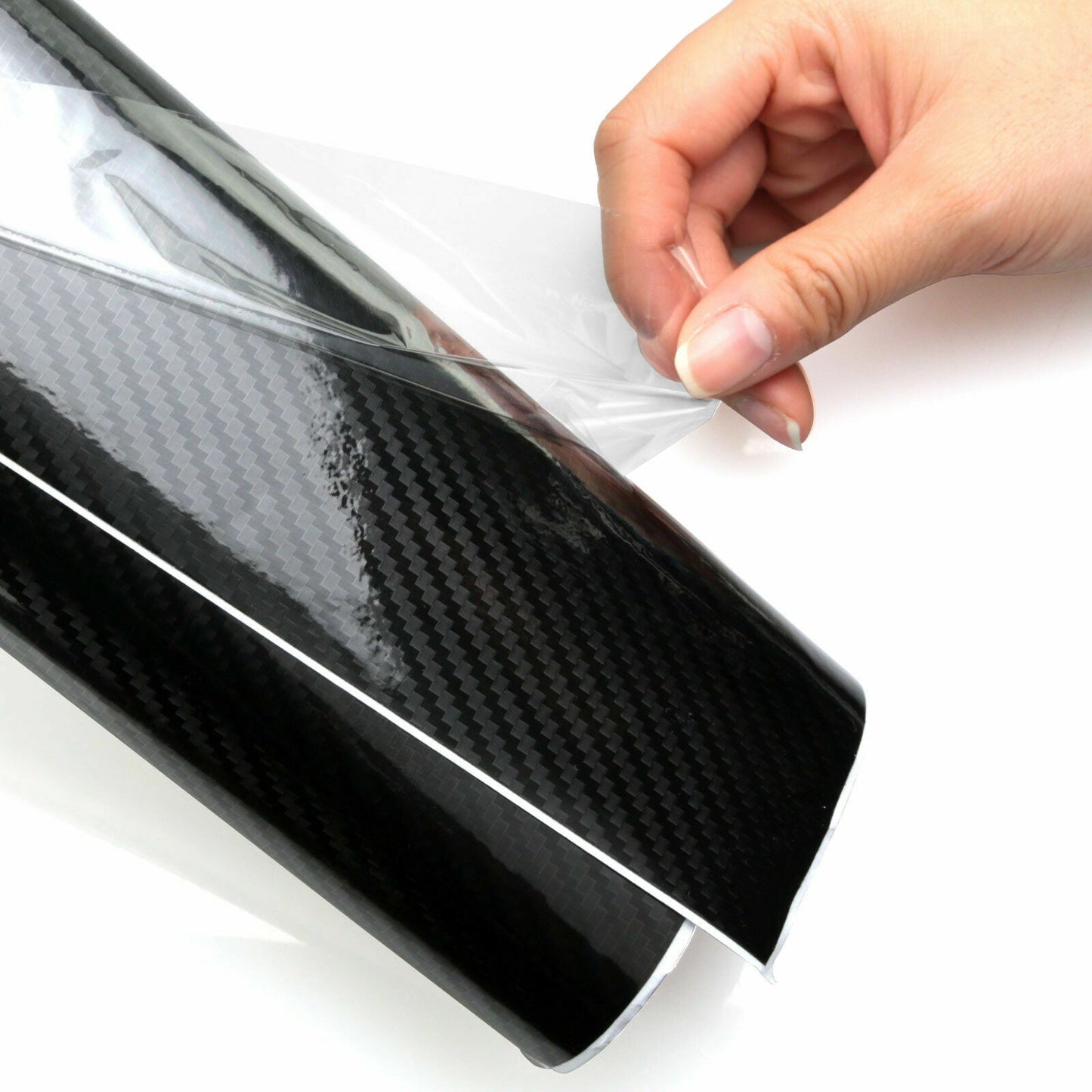 30cm x1.52M 6D Gloss Black Carbon Fibre Fiber Vinyl Car Wrap Air Release Film