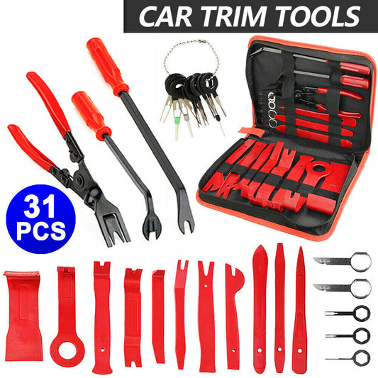31pcs Car Trim Removal Tool Auto Hand Tools Pry Bar Dash Panel Door Interior Kit