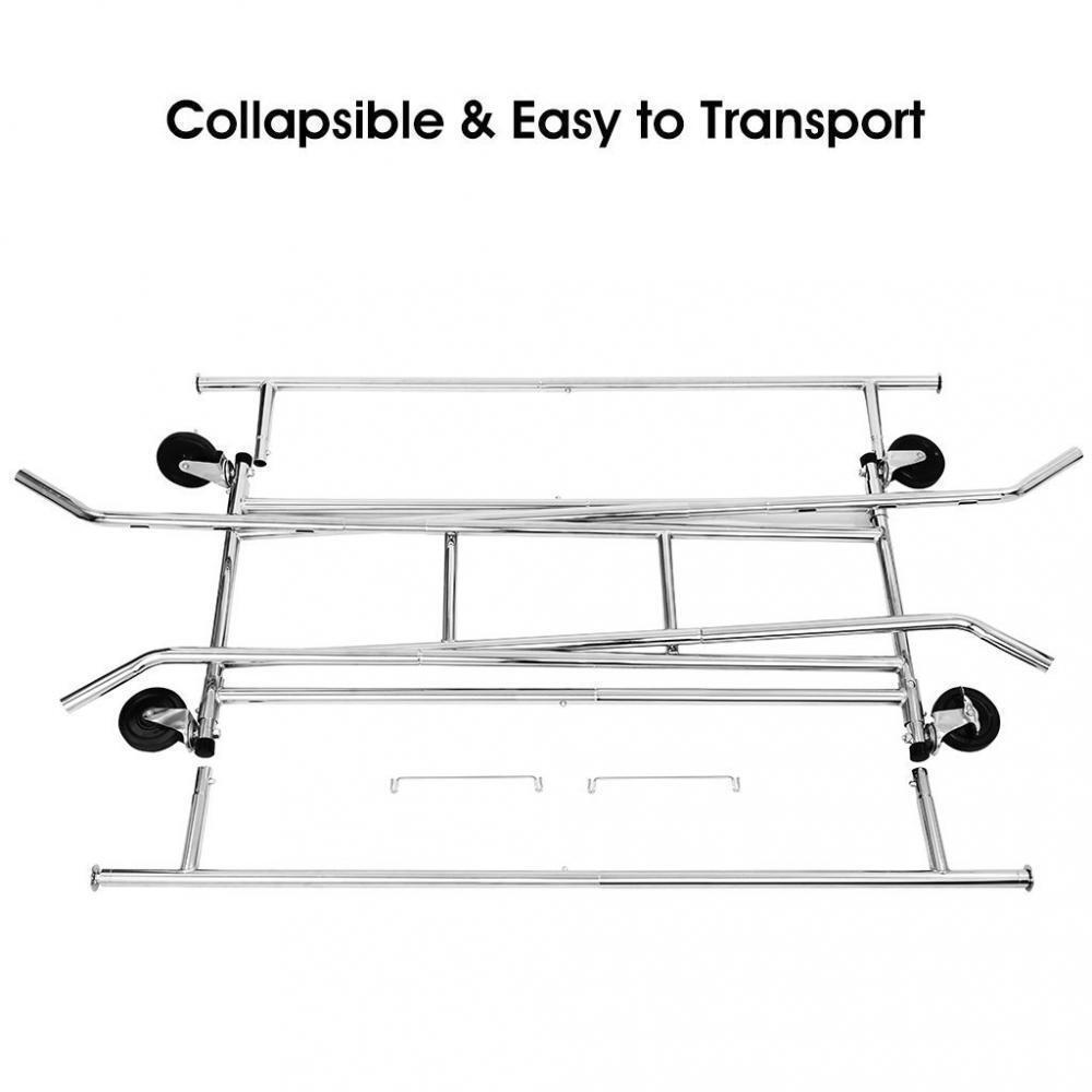 Collapsible Adjustable Single Rail Rolling Garment Cloth Coat Rack Hanger Dryer