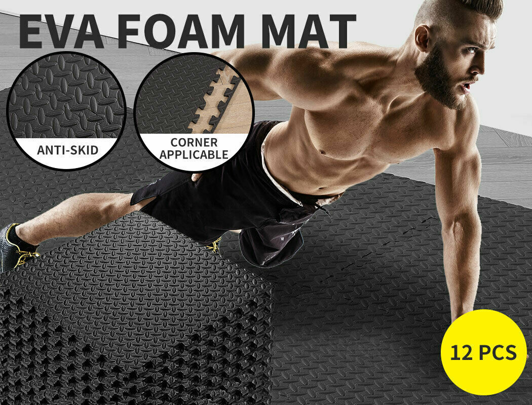 6/12x Interlocking Heavy Duty EVA Foam Gym Flooring Mat Floor Mats Tiles 60x60cm