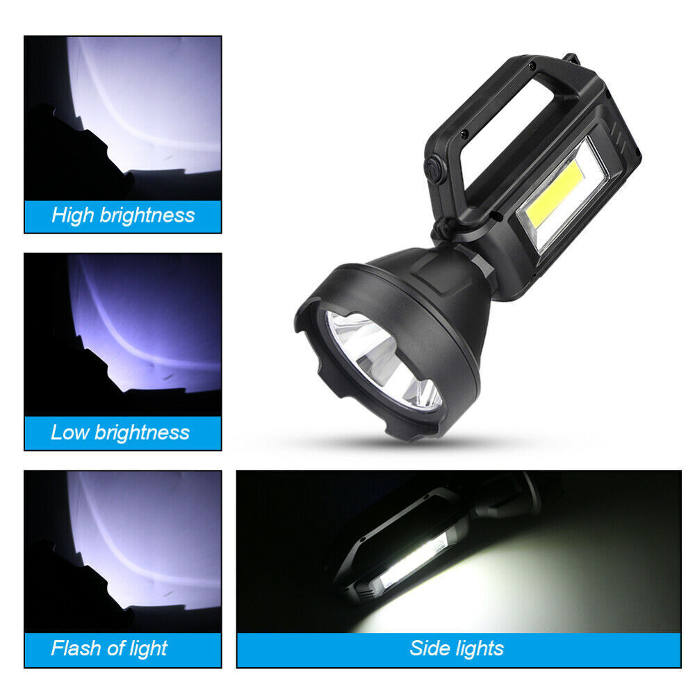 Solar LED Searchlight USB Rechargeable Spotlight Flashlight Torch Power Bank AU