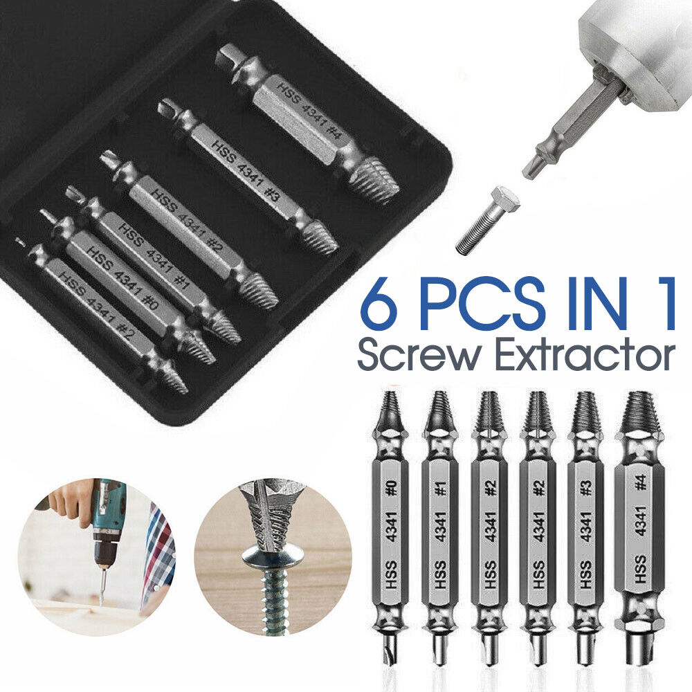 6x Damaged Screw Extractor Easy Out Broken Drill Bit Remover Kit Speed Out New