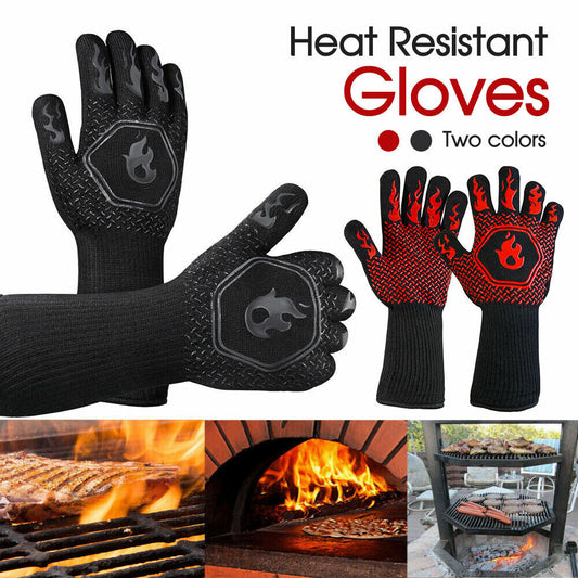 2x Heat Proof Resistant Oven BBQ Gloves Kitchen Cooking Silicone Mitt