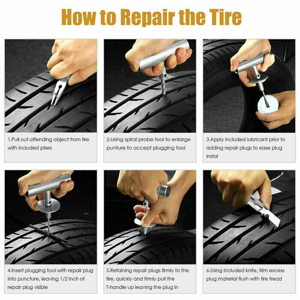 100PCS Tyre Repair Kit Puncture Recovery Heavy Duty 4WD Offroad Plugs Tubeless