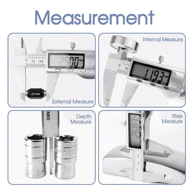 Stainless Steel Electronic Digital LCD Vernier Caliper Micrometer New 150mm 6''