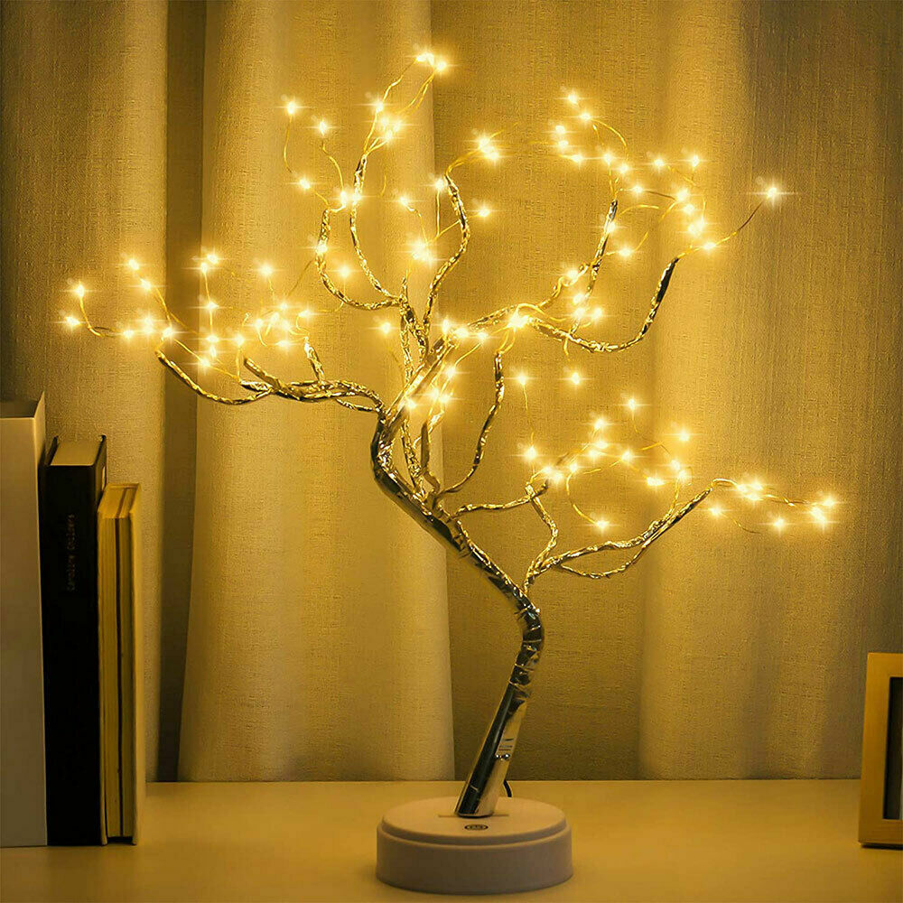 Light Tree Table Desk Lamp LED Night Gold Branch Battery USB Wedding Party Decor