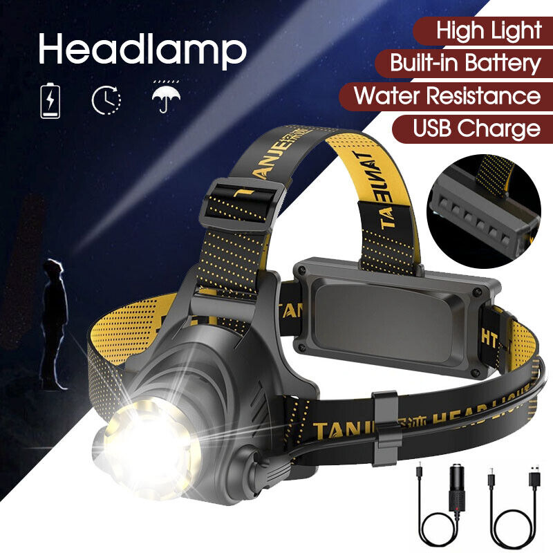 12000000lm LED Headlamp USB Rechargeable Headlight Head Torch Lamp Flashlight