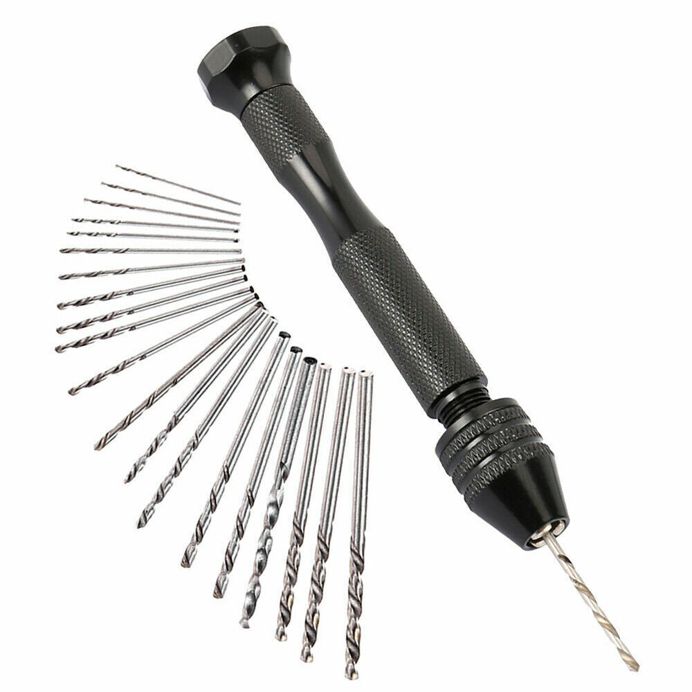 20pcs Mini hand drill Vise Hand Bits Twist Woodworking Set Precision Pin ausell