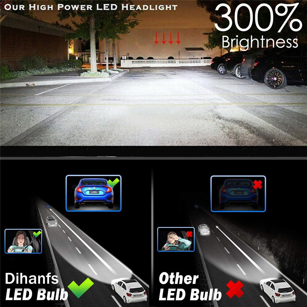 2000W HB2 9003 H4 LED Headlight Globes Kit Hi/Low Beam 30000LM Bright White Bulb