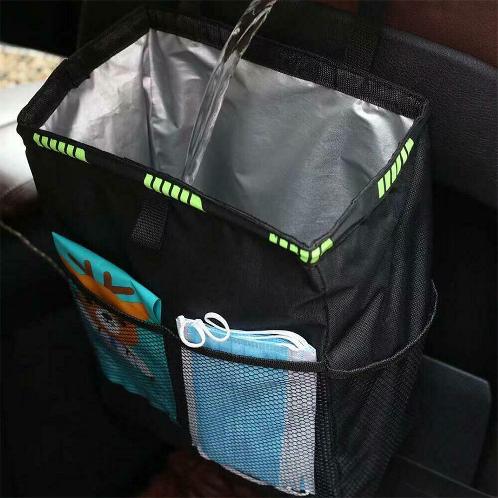 Waterproof Car Trash Can Bin Waste Basket Storage Garbage Seat Organizer Bag Box