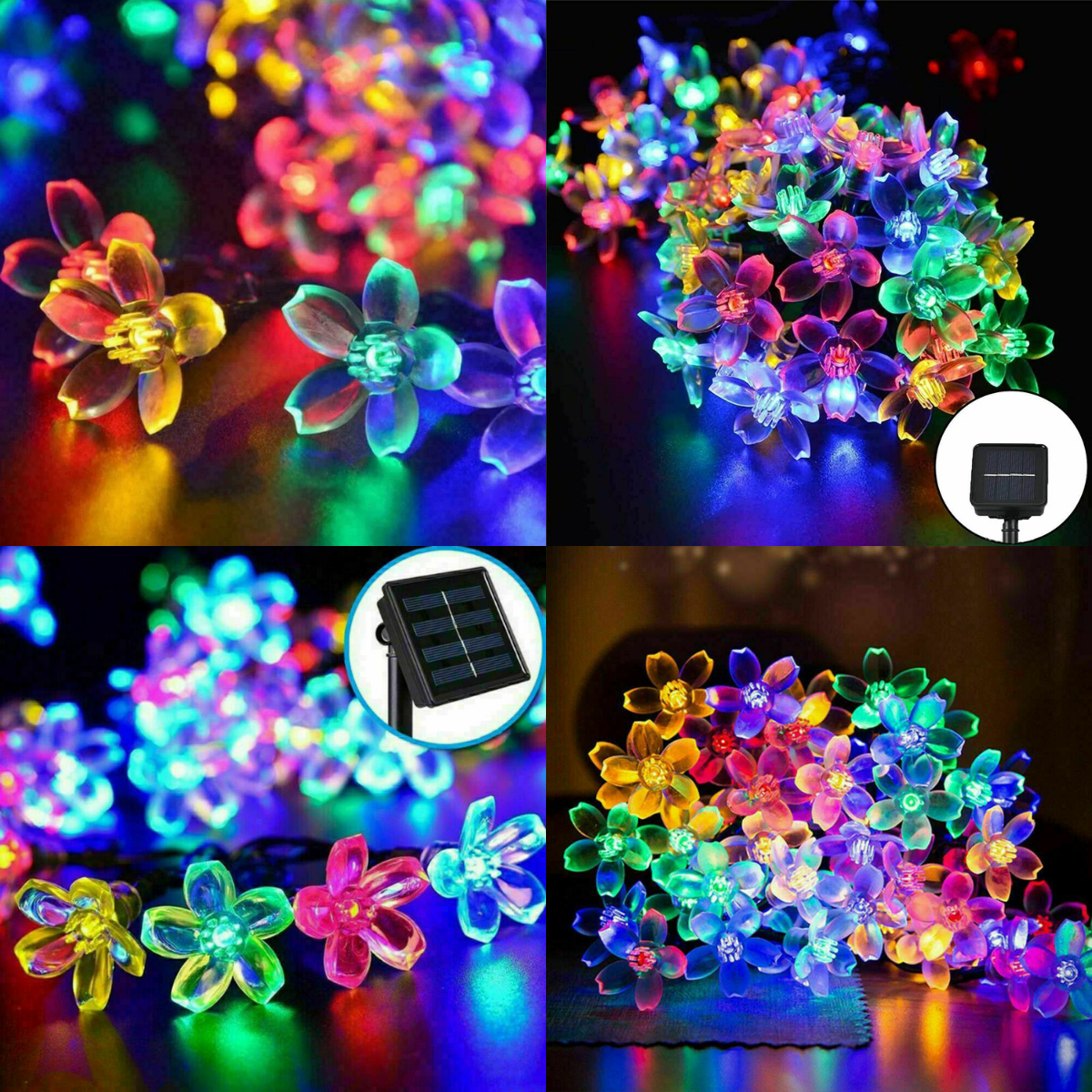 Waterproof 7M 50LED Solar Cherry Flower String Fairy Lights Outdoor Garden Party