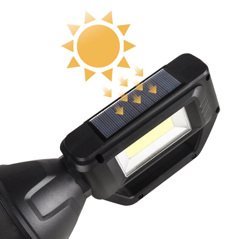 Solar LED Searchlight USB Rechargeable Spotlight Flashlight Torch Power Bank AU