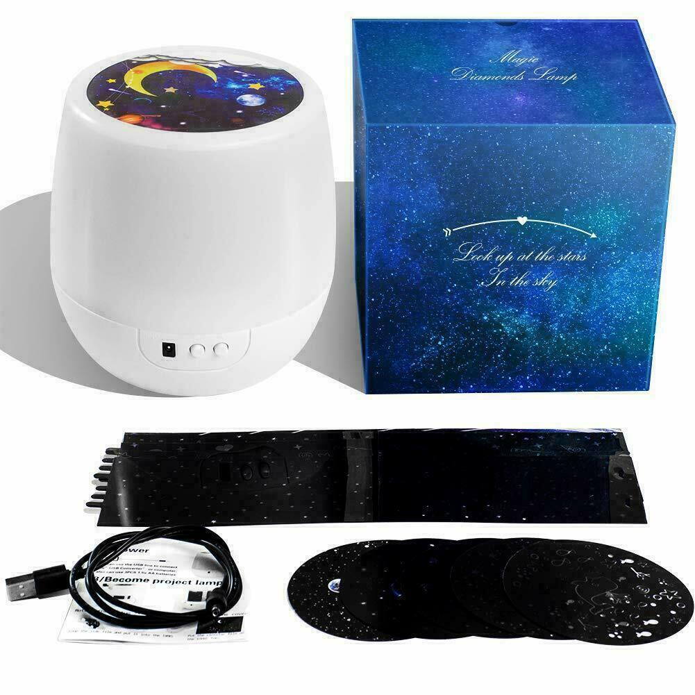 LED Rotating Projector Starry Night Light Star Sky Lights Baby Kids Bedside Lamp