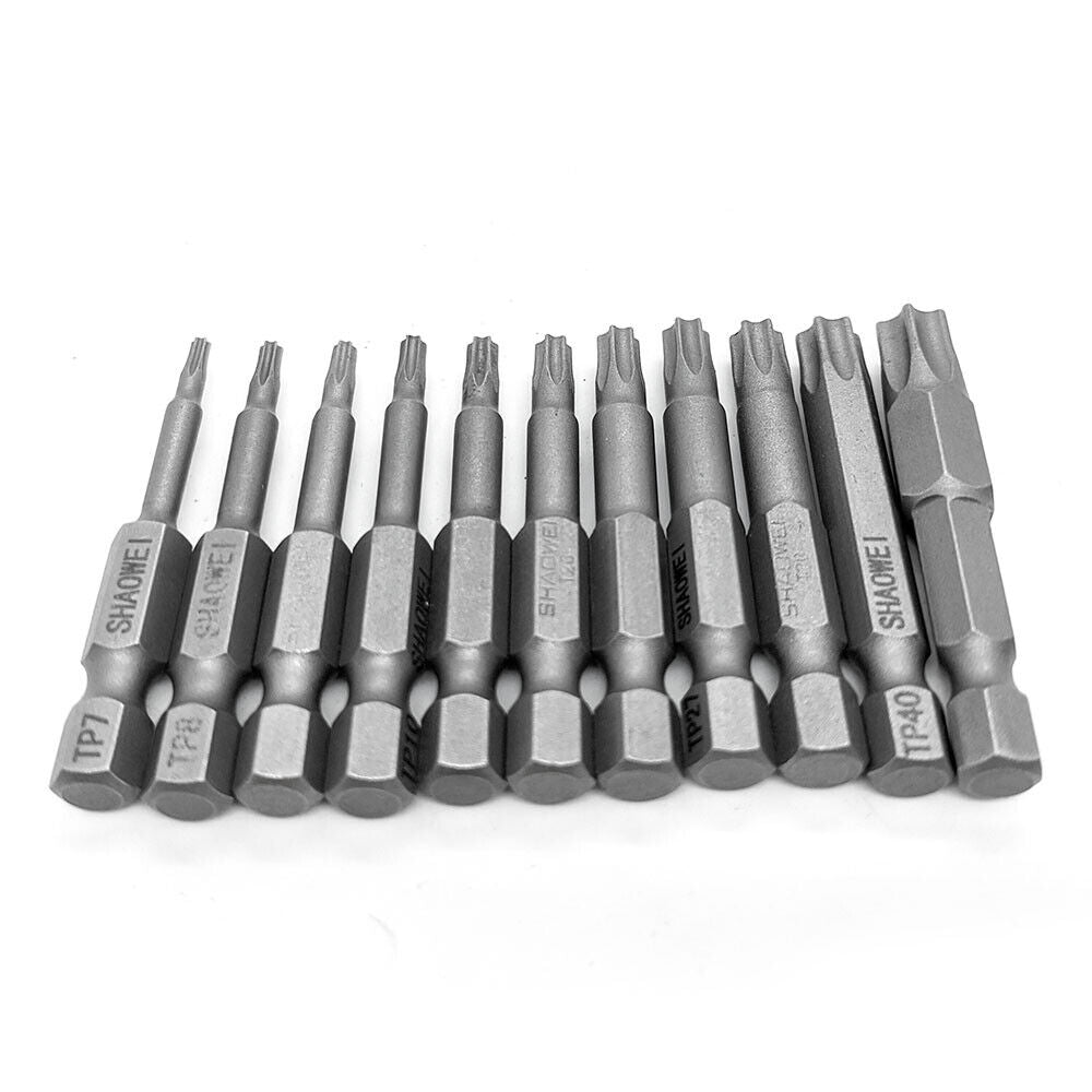 Torx Head Screw Driver Bit Set 11pc Hex Long Shank Impact Power Tamper Proof