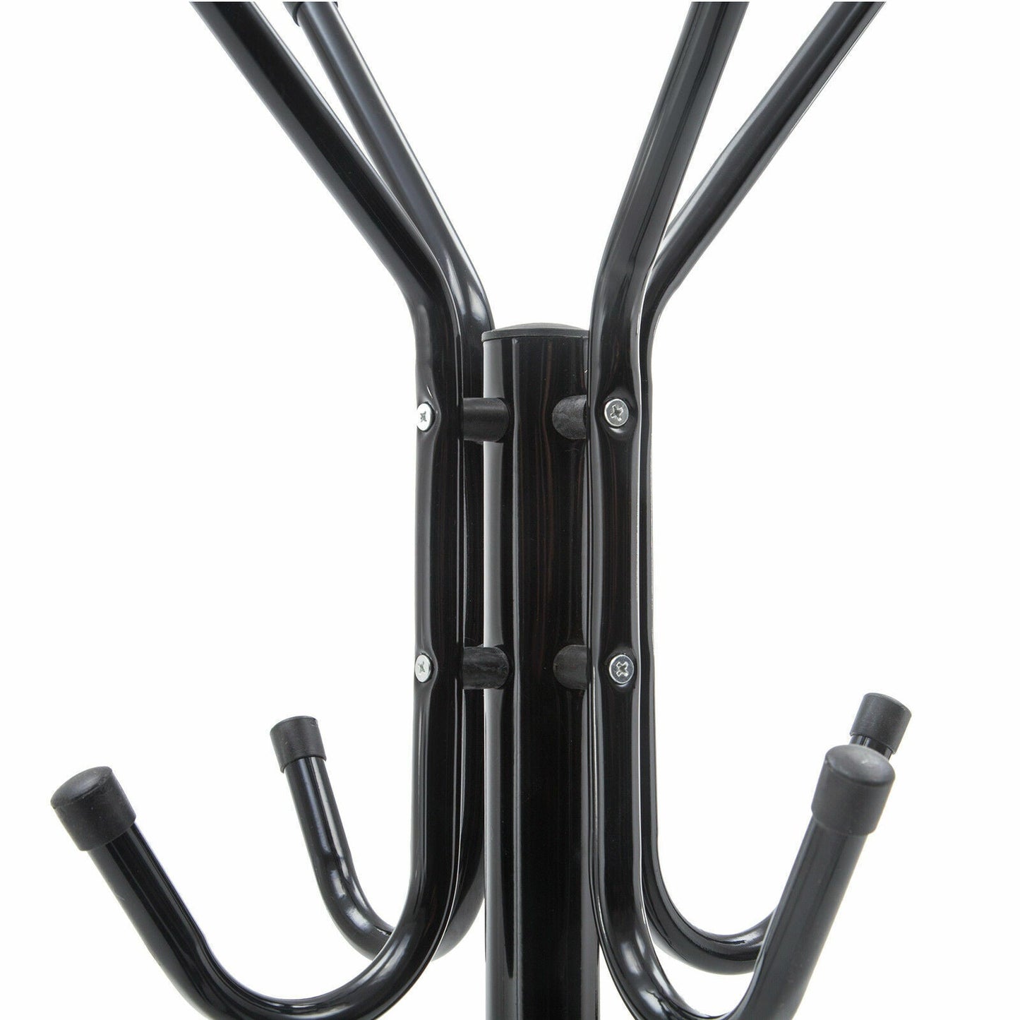 12 Hook Coat Hanger Stand 3-Tier Hat Clothes Rack Metal Tree Style Storage Black