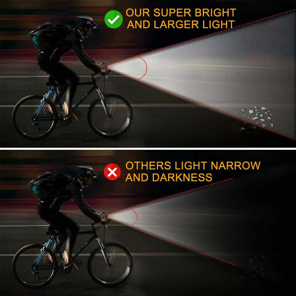 Set Waterproof Bicycle Bike Lights Front Rear LED Light Lamp USB Rechargeable AU