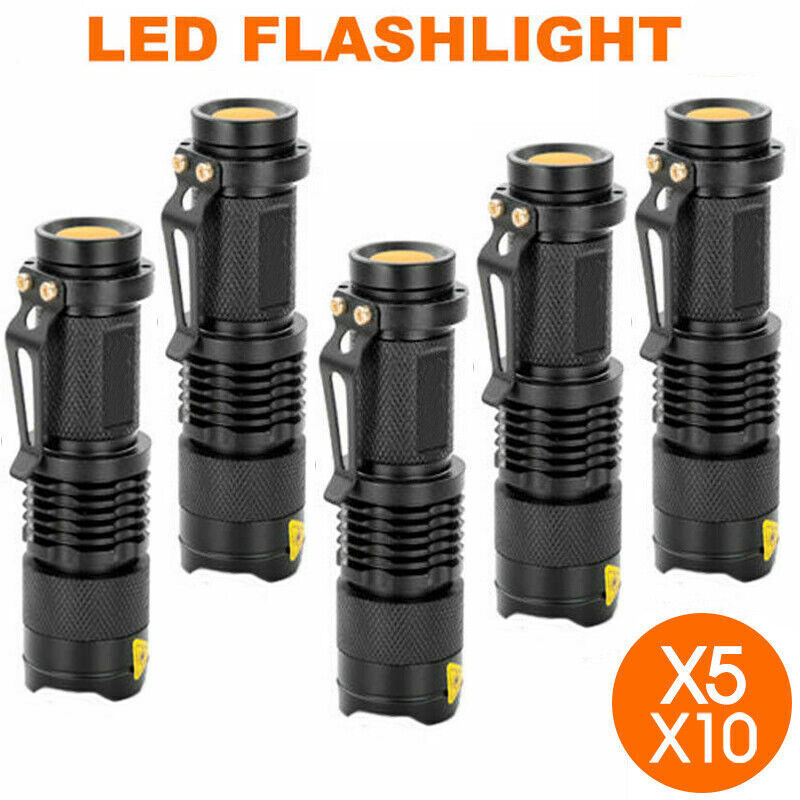 5 x Mini Q5 LED Flashlight Torch Adjustable Focus Zoom Light Lamp 1200LM