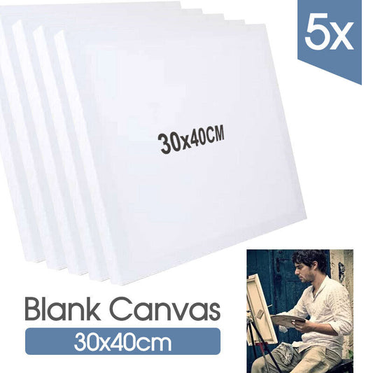 5x Blank Painting Canvas Artist Stretched Canvases White Art Oil Acrylic Paint