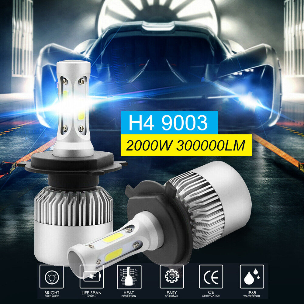 h4 9003 2000w 300000lm led headlight kit lamp bulbs globes high low beam upgrade