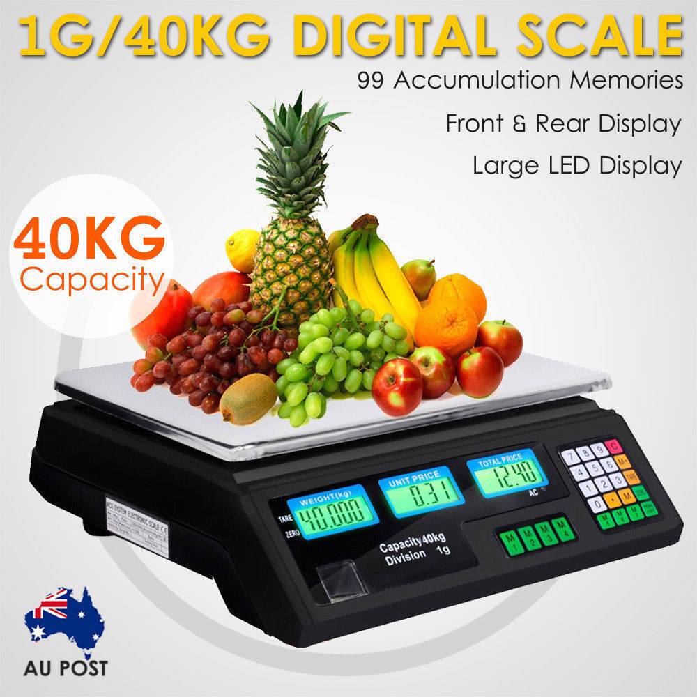 Electronic LCD Digital Kitchen Scale Commercial Shop Market 40KG 1g Food Weight